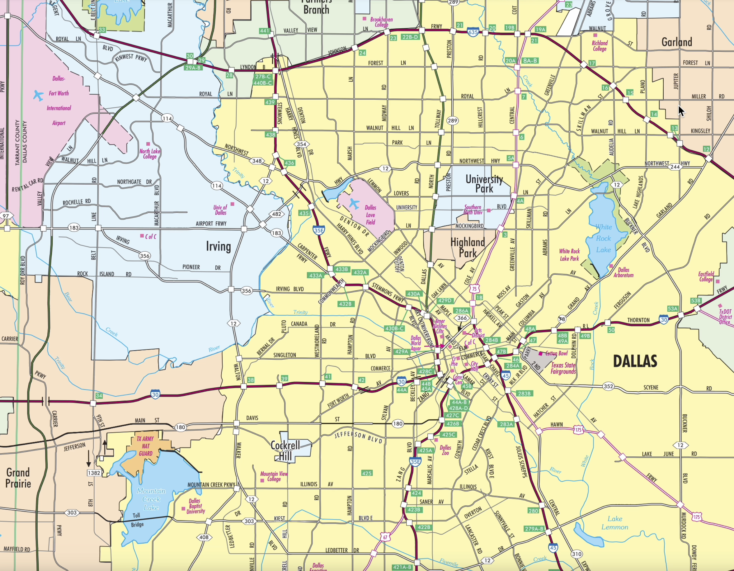 Map of the Dallas Fort Worth freeway and tollway network