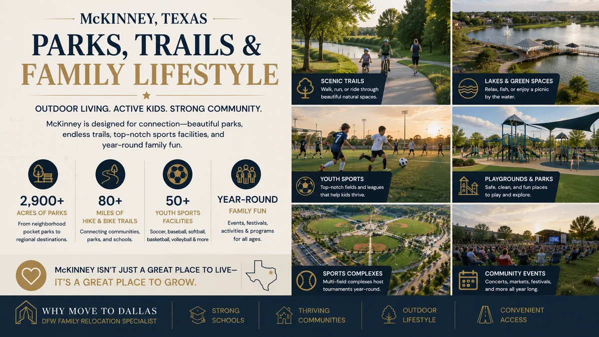 McKinney Texas parks and youth sports lifestyle with trails, fields, and family recreation across the city