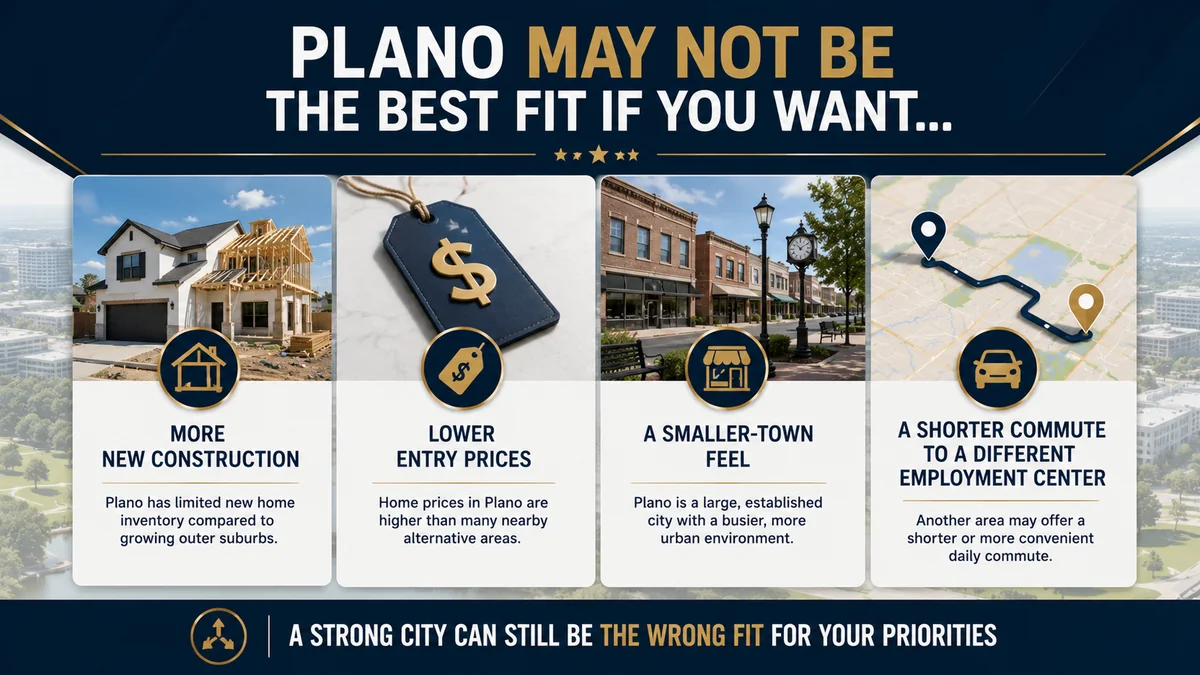 Who Plano Texas may not fit: families wanting acreage, small town quiet, or the newest construction on large master planned lots